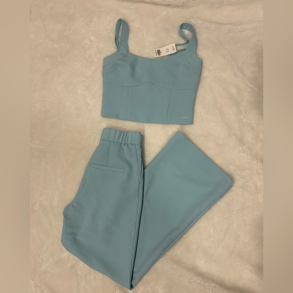 Abercrombie & Fitch Pants - Light Blue Women's Wide-Leg Pants & Crop Top Set